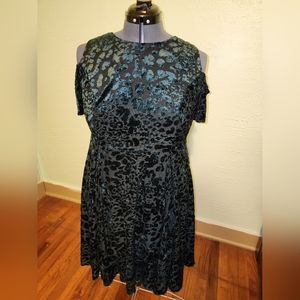 Torrid green shoulder cut out A-line dress